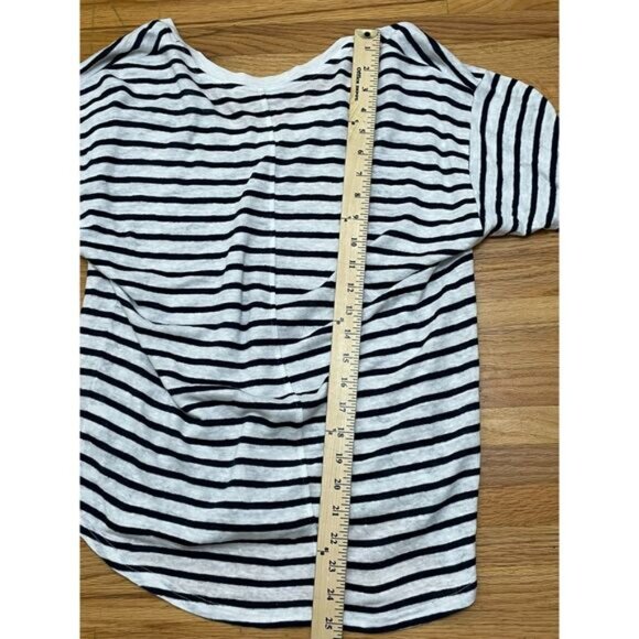 Faherty Oceanside Women's M Blue T-Shirt Linen Striped Oversized Drop Shoulder - Picture 8 of 8